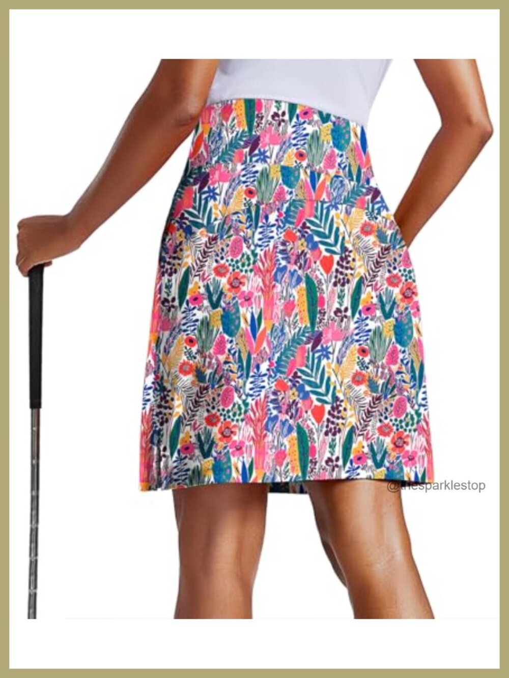 Women's Knee-Length Skort UPF 50+ High-Waisted Golf Tennis Skirt with Pockets